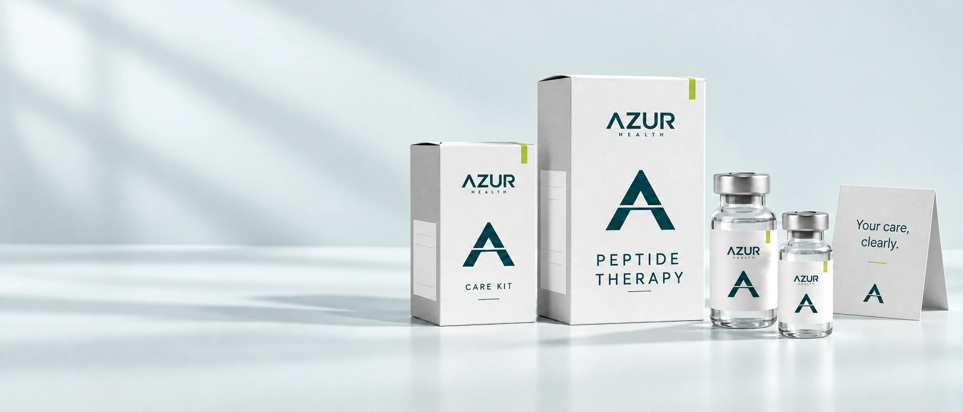 AZUR HEALTH medication packaging from the Clinical Modernism brand guidelines